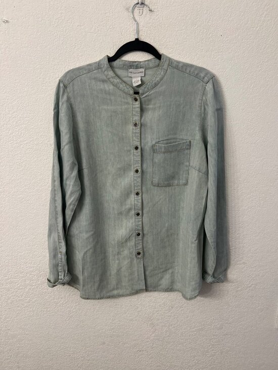 Soft Surroundings Womens Light Wash Denim Button-Up Tunic Top size large - Picture 1 of 5